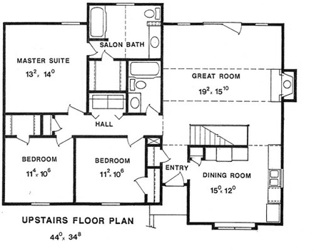 House Plan 58470 with 3 Beds, 2 Baths, 2 Car Garage First Level Plan