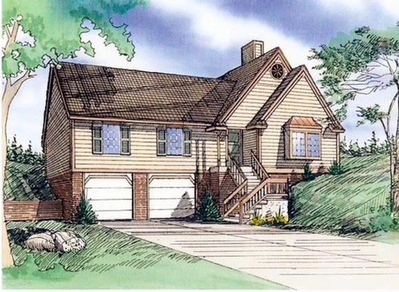House Plan 58470 with 3 Beds, 2 Baths, 2 Car Garage Elevation