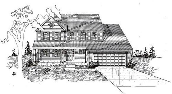 House Plan 58484 with 5 Beds, 3 Baths, 2 Car Garage Elevation