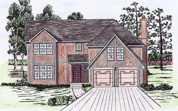 House Plan 58498 with 5 Beds, 3 Baths, 2 Car Garage Elevation
