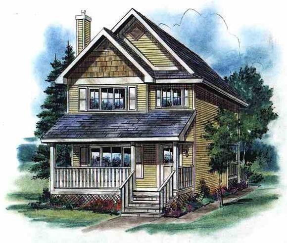 House Plan 58500 with 3 Beds, 3 Baths Elevation