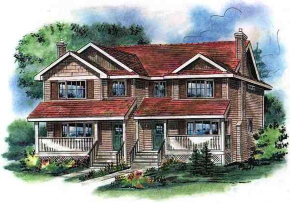 Narrow Lot, Traditional Multi-Family Plan 58501 with 6 Beds, 6 Baths Elevation