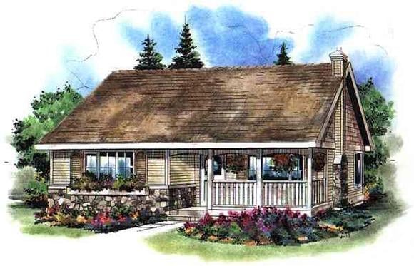Ranch House Plan 58504 with 2 Beds, 1 Baths Elevation