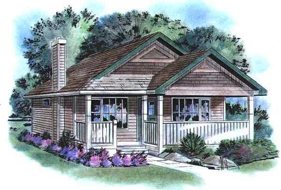 Country House Plan 58509 with 2 Beds, 1 Baths Elevation