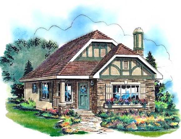 Tudor House Plan 58510 with 2 Beds, 1 Baths Elevation