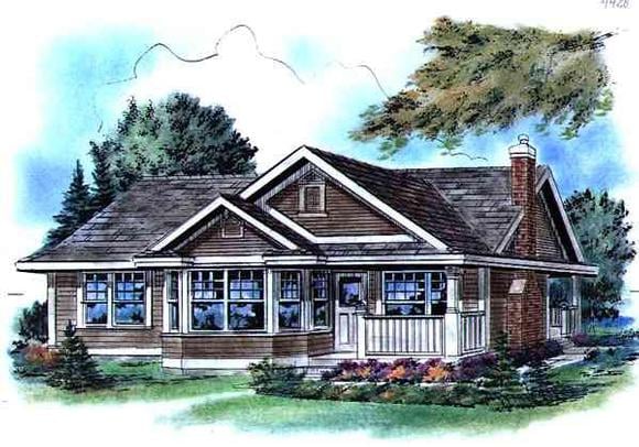 Ranch House Plan 58512 with 2 Beds, 1 Baths Elevation