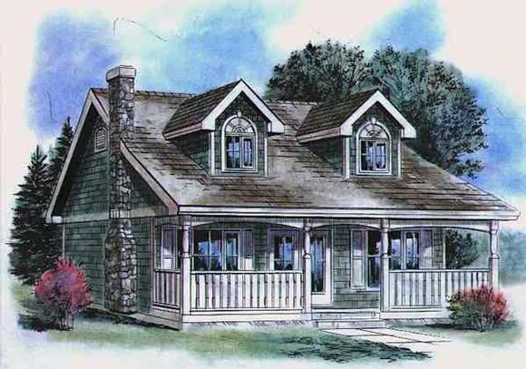 Cape Cod, Narrow Lot House Plan 58514 with 2 Beds, 1 Baths Elevation