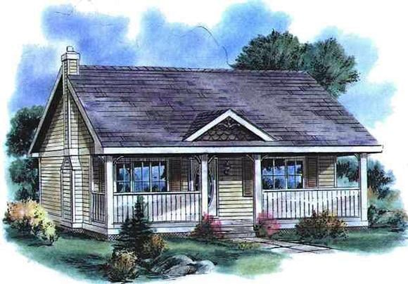Country House Plan 58515 with 1 Beds, 1 Baths Elevation