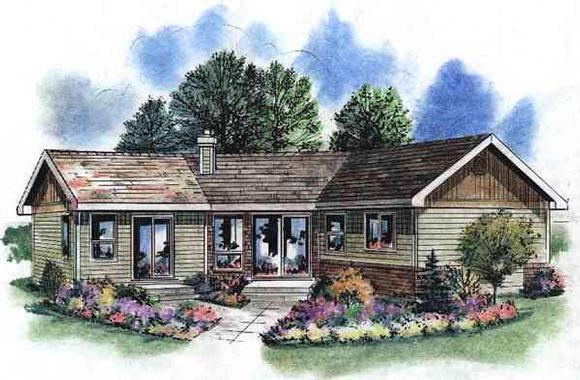 Contemporary, One-Story House Plan 58518 with 1 Beds, 1 Baths Elevation