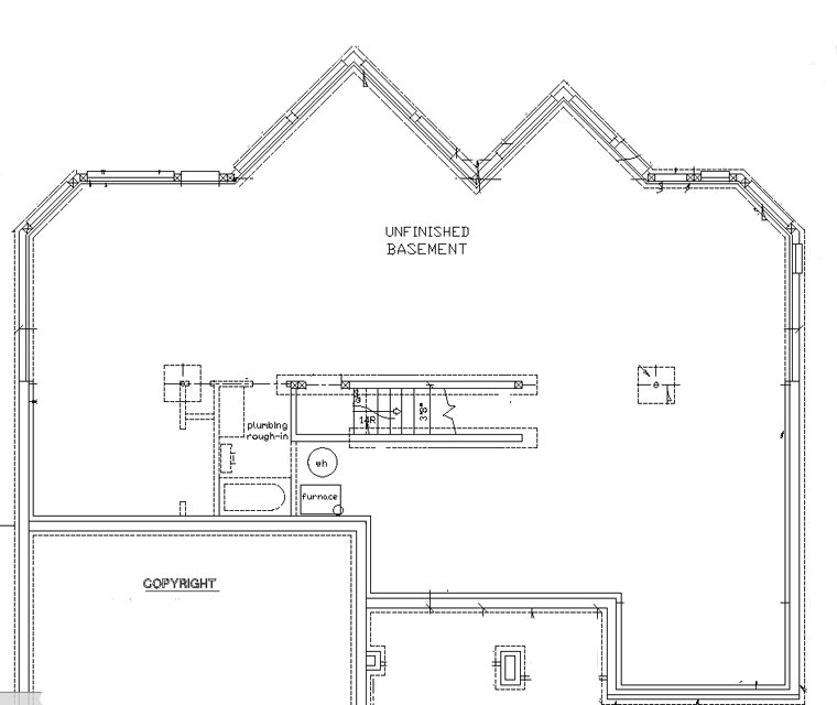 Tudor House Plan 58529 with 3 Beds, 2 Baths, 2 Car Garage Lower Level Plan