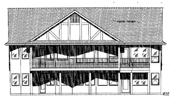 Tudor House Plan 58529 with 3 Beds, 2 Baths, 2 Car Garage Rear Elevation