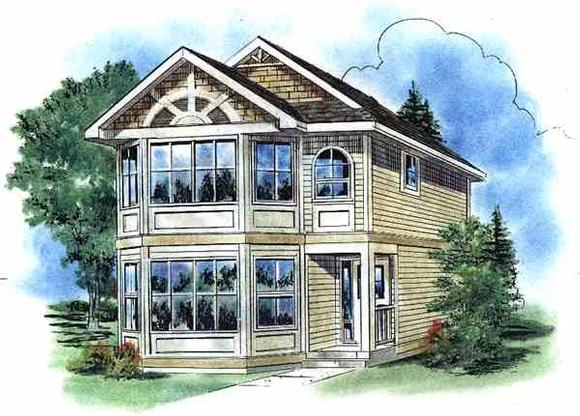 Narrow Lot House Plan 58530 with 3 Beds, 3 Baths Elevation