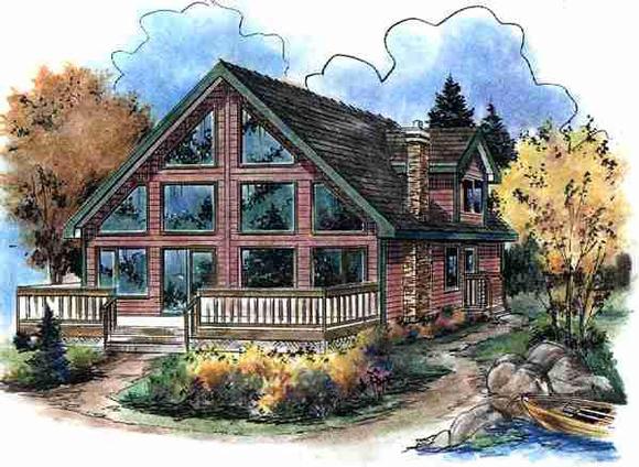 Contemporary, Narrow Lot House Plan 58543 with 3 Beds, 2 Baths Elevation