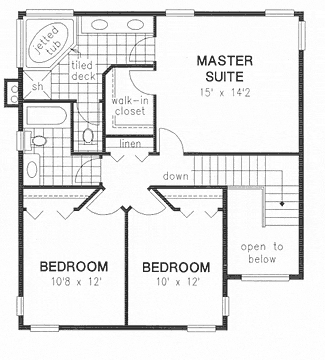 Tudor House Plan 58551 with 3 Beds, 3 Baths, 2 Car Garage Second Level Plan