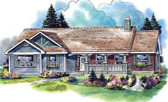 Country House Plan 58558 with 3 Beds, 3 Baths, 2 Car Garage Elevation