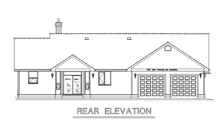 Country House Plan 58558 with 3 Beds, 3 Baths, 2 Car Garage Rear Elevation