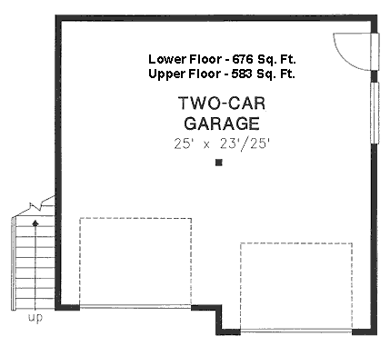 Country, Narrow Lot Garage-Living Plan 58562 with 1 Beds, 1 Baths, 2 Car Garage First Level Plan