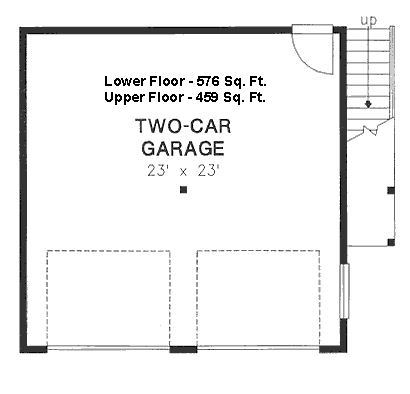 Contemporary, Country 2 Car Garage Apartment Plan 58563 with 1 Beds, 1 Baths Level One