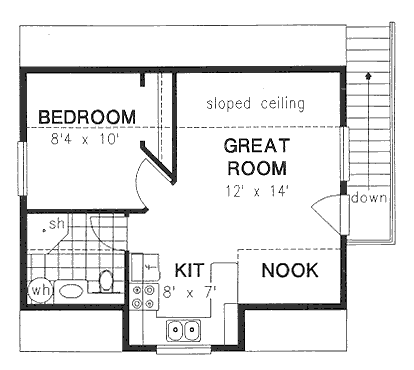 Contemporary, Country 2 Car Garage Apartment Plan 58563 with 1 Beds, 1 Baths Level Two
