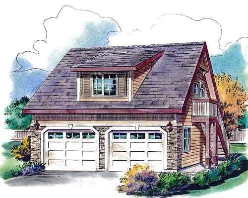Contemporary, Country 2 Car Garage Apartment Plan 58563 with 1 Beds, 1 Baths Elevation