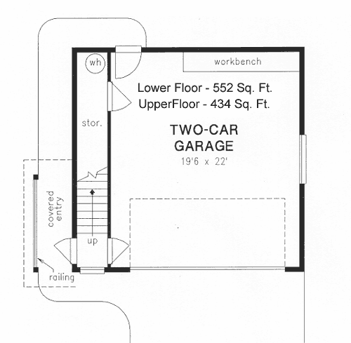 Cottage, Traditional 2 Car Garage Apartment Plan 58567 with 1 Beds, 1 Baths Level One
