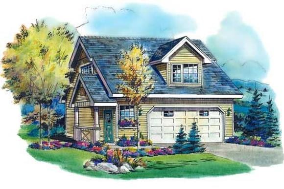 Cottage, Traditional 2 Car Garage Apartment Plan 58567 with 1 Beds, 1 Baths Elevation