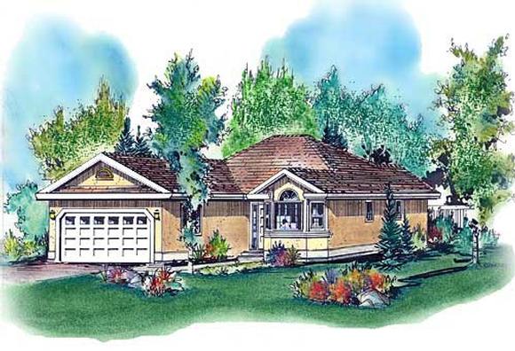 Florida, Narrow Lot, One-Story House Plan 58610 with 2 Beds, 2 Baths, 2 Car Garage Elevation