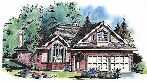 Narrow Lot, One-Story, Ranch House Plan 58612 with 4 Beds, 3 Baths, 2 Car Garage Elevation