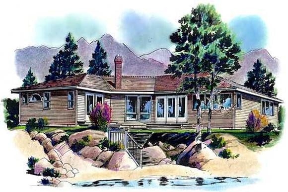 Contemporary, One-Story House Plan 58635 with 3 Beds, 2 Baths Elevation