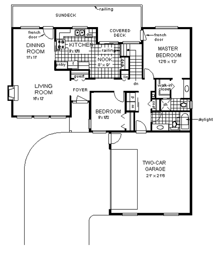 Mediterranean House Plan 58638 with 2 Beds, 2 Baths, 2 Car Garage First Level Plan