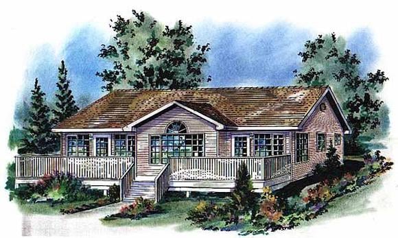 Narrow Lot, One-Story, Ranch House Plan 58707 with 3 Beds, 2 Baths Elevation