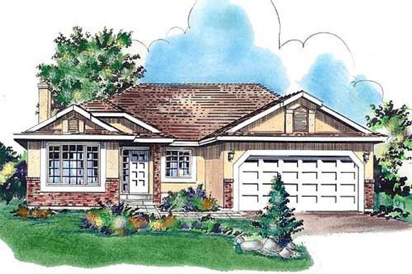 Florida, One-Story House Plan 58719 with 2 Beds, 1 Baths, 2 Car Garage Elevation