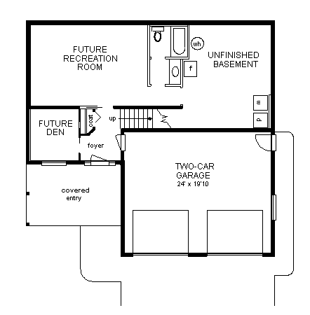 European House Plan 58720 with 3 Beds, 1 Baths, 2 Car Garage First Level Plan