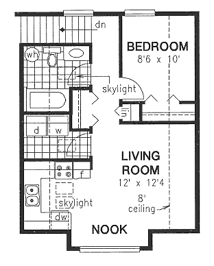 Contemporary, Narrow Lot 2 Car Garage Apartment Plan 58726 with 1 Beds, 1 Baths Second Level Plan