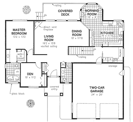 Florida, One-Story House Plan 58729 with 2 Beds, 2 Baths, 2 Car Garage First Level Plan