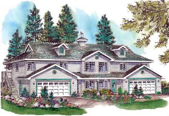 Traditional Multi-Family Plan 58762 with 6 Beds, 4 Baths, 4 Car Garage Elevation