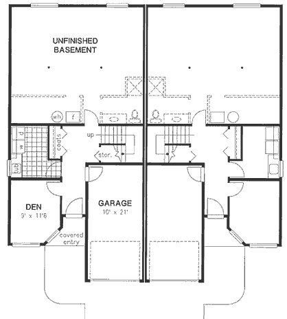 Multi-Family Plan 58769 with 6 Beds, 4 Baths, 2 Car Garage First Level Plan