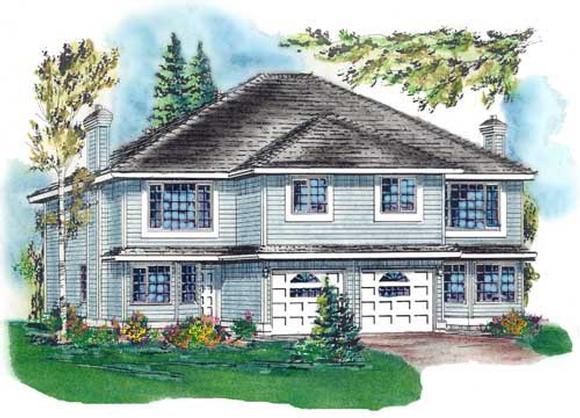 Multi-Family Plan 58769 with 6 Beds, 4 Baths, 2 Car Garage Elevation