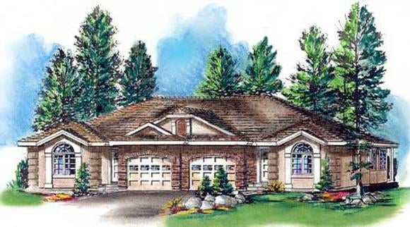 One-Story, Ranch Multi-Family Plan 58770 with 6 Beds, 4 Baths, 2 Car Garage Elevation