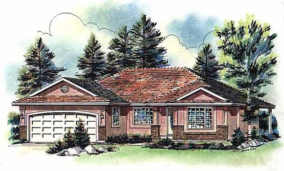 One-Story, Ranch House Plan 58778 with 3 Beds, 2 Baths, 2 Car Garage Elevation