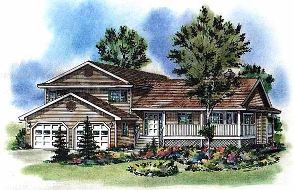 Country House Plan 58782 with 5 Beds, 3 Baths, 2 Car Garage Elevation