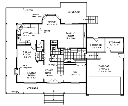 Country House Plan 58783 with 5 Beds, 4 Baths, 2 Car Garage First Level Plan