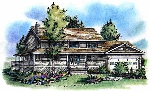 Country House Plan 58783 with 5 Beds, 4 Baths, 2 Car Garage Elevation