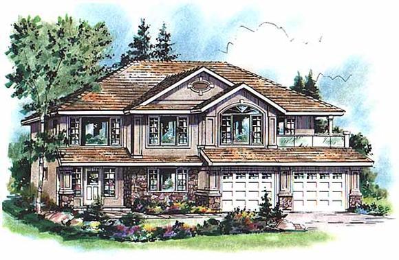 European House Plan 58792 with 4 Beds, 2 Baths, 2 Car Garage Elevation