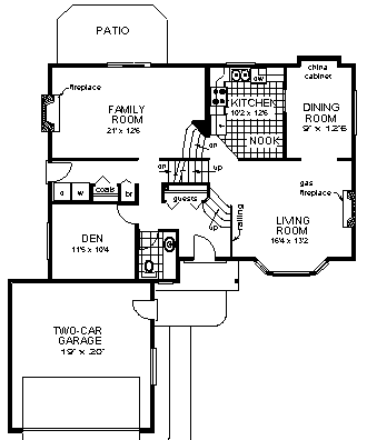 Farmhouse House Plan 58864 with 4 Beds, 3 Baths, 2 Car Garage First Level Plan