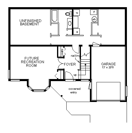 European House Plan 58878 with 2 Beds, 2 Baths, 2 Car Garage Lower Level