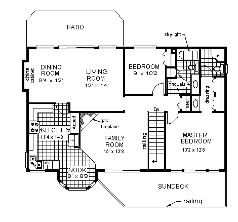 European House Plan 58878 with 2 Beds, 2 Baths, 2 Car Garage Level One