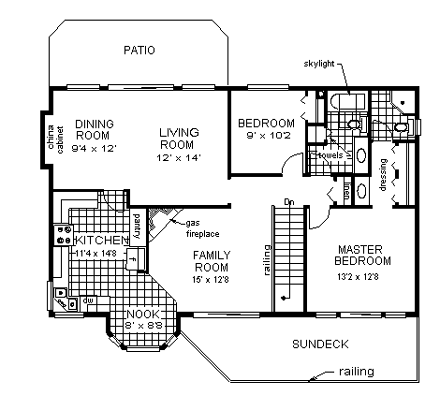 European House Plan 58878 with 2 Beds, 2 Baths, 2 Car Garage First Level Plan