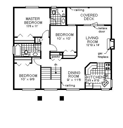 Narrow Lot, Ranch House Plan 58886 with 3 Beds, 2 Baths, 2 Car Garage First Level Plan