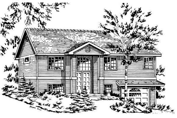 Narrow Lot, Ranch House Plan 58886 with 3 Beds, 2 Baths, 2 Car Garage Elevation